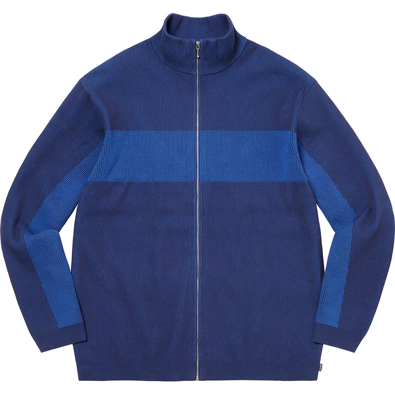 2-Tone Ribbed Zip Up Sweater view 3